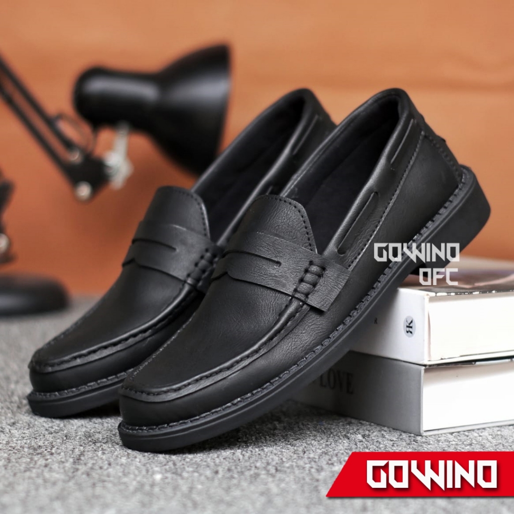 Nuca Black Sepatu Pantofel Pria Hitam Kerja Casual Kantor Wisuda