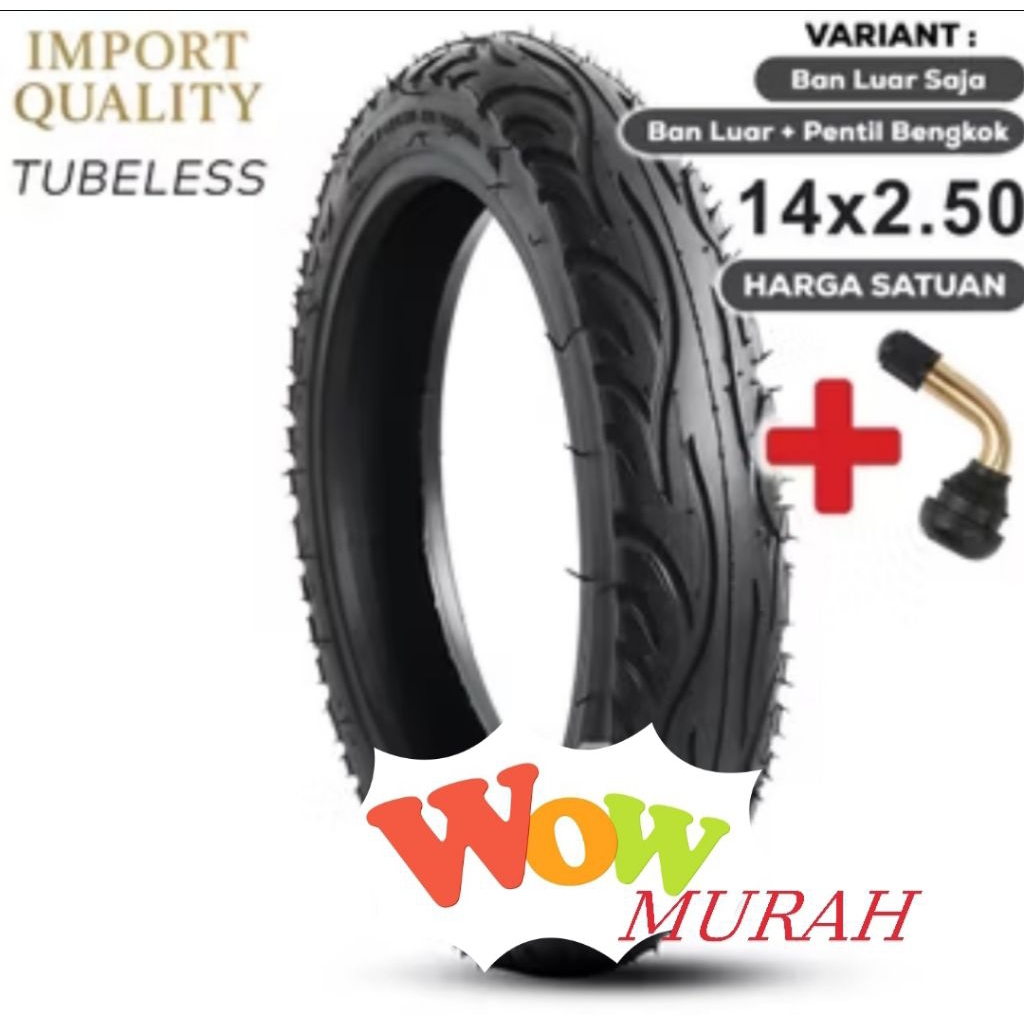 Ban Luar Sepeda Listrik Ukuran 14 X 2.50 Tubles Kuat Exotic Pacific