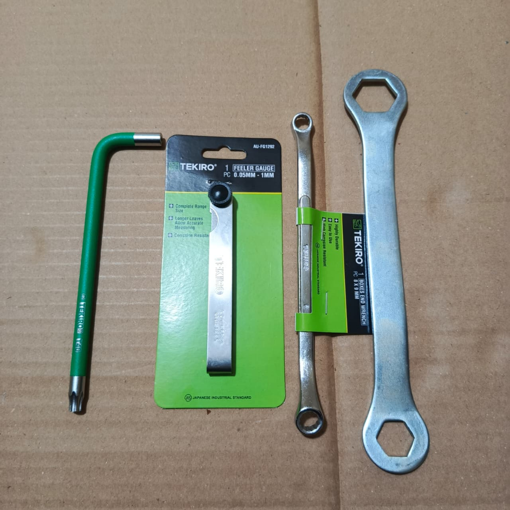 kunci stel klep motor 1 set tekiro / Feeler gauge 13 blade tekiro / Kunci ring 8 x 9mm tekiro / Kunc