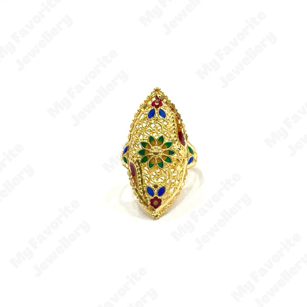 Cincin Model Etnik Variasi Cat Ala Dubai Uk13 Cincin Emas Asli Kadar 700