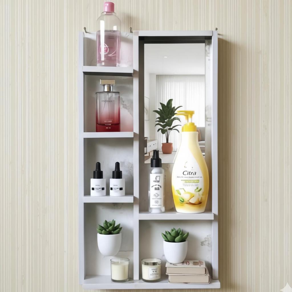 [COD] RAK KOSMETIK GANTUNG FREE KACA - RAK ALAT MAKE UP GANTUNG KAYU BONGKAR PASANG