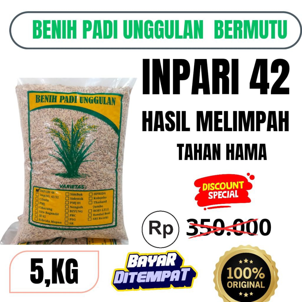 Benih Padi Unggul INPARI 42 Kemasan 5KG Benih padi Unggul Berkualitas