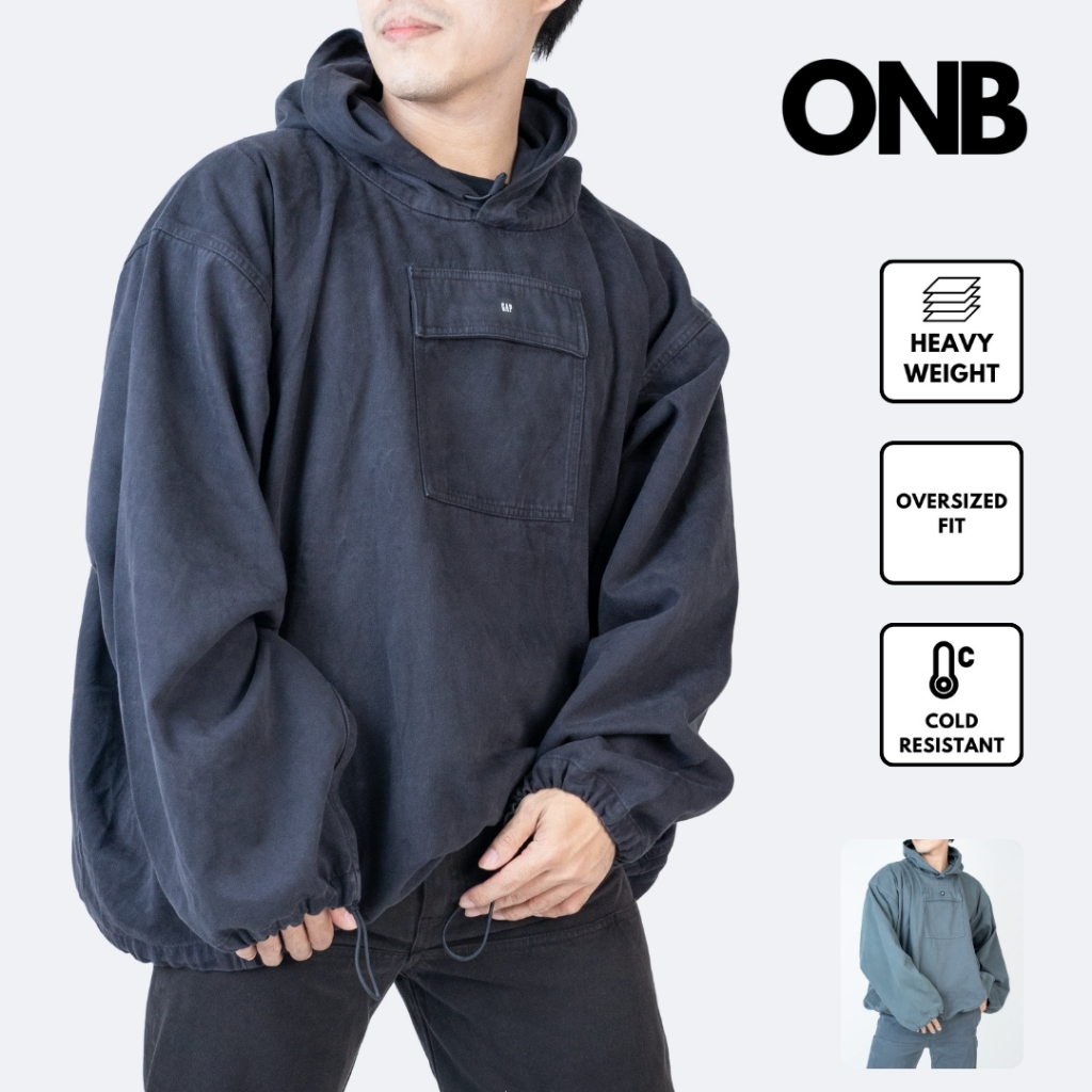 Jaket hoodie pria oversized GP x YZY anorak hoodie