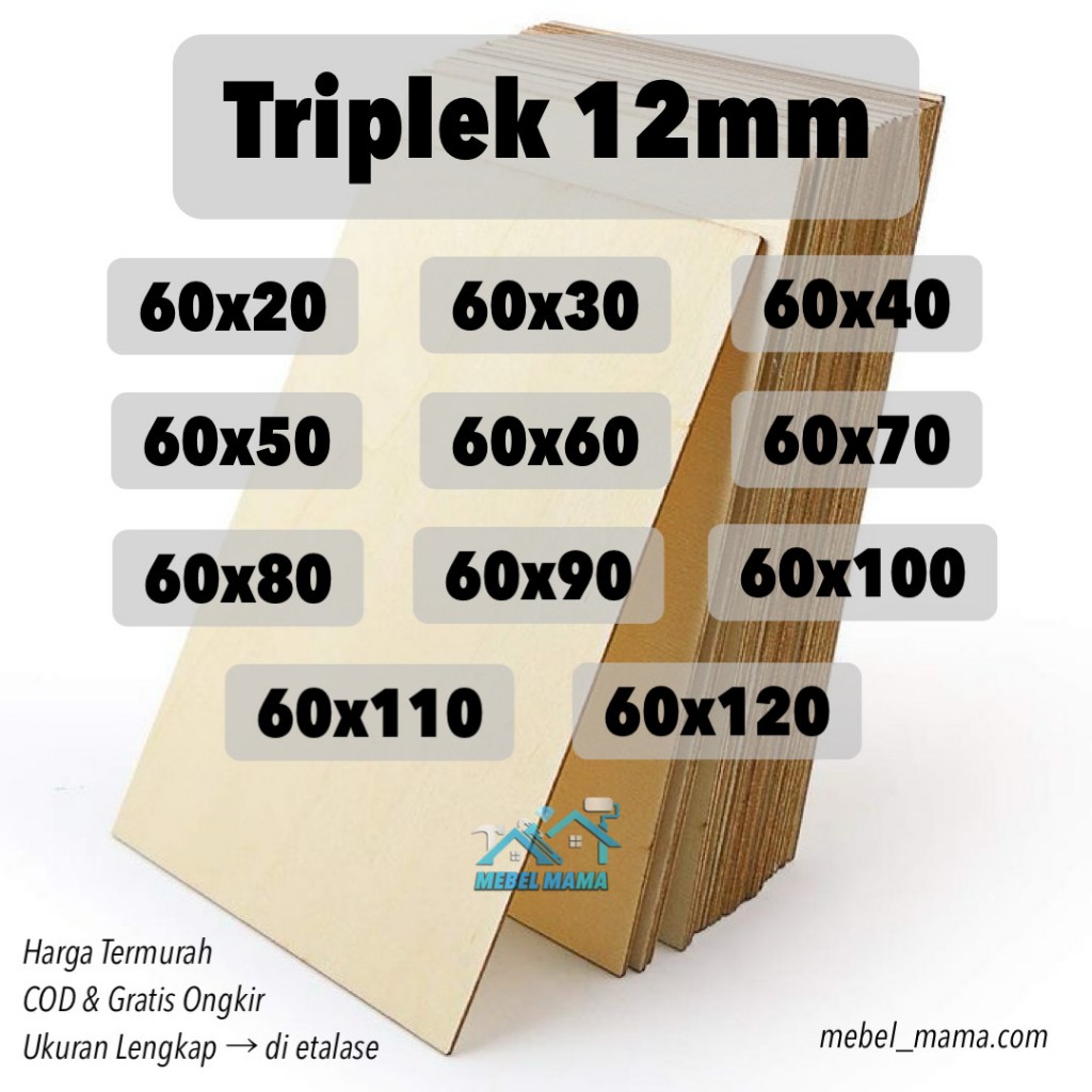 Plywood Meranti 12mm Lebar 60cm Ukuran Custom Triplek Halus