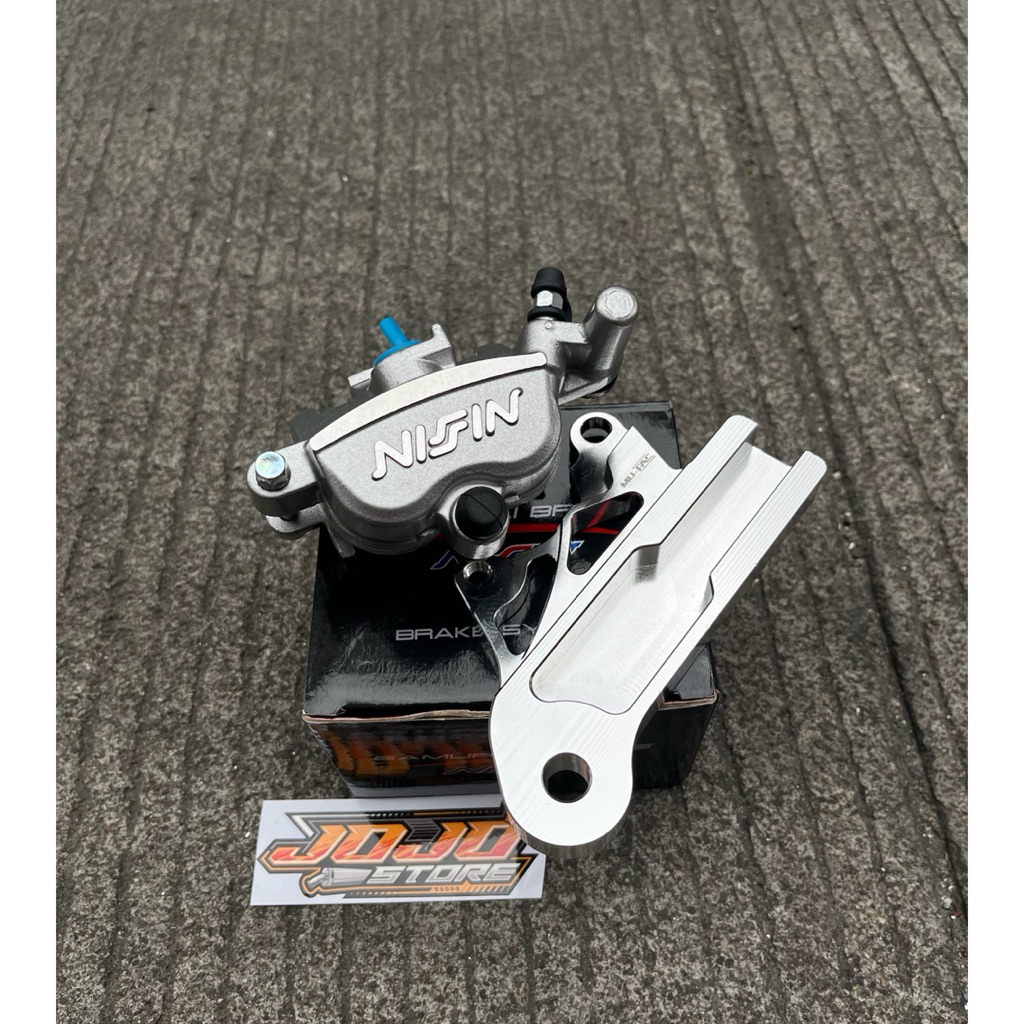 Breket / Bracket Cnc plus Kaliper 2p Nissin Samurai Belakang Satria Hiu 2tak disc 220mm