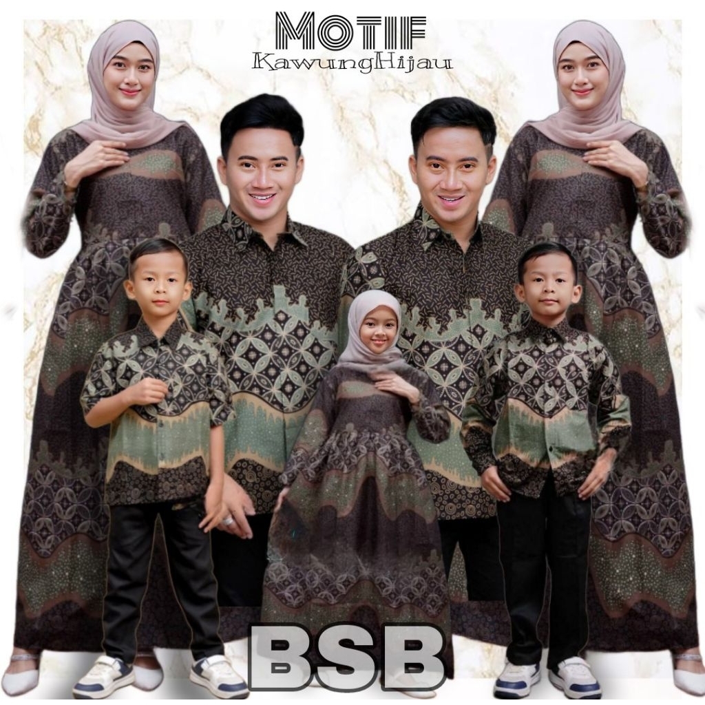 Baju Tunik Gamis Couple Keluarga /Batik Couple Ayah Ibu Dan Anak Laki Laki /Baju Kemeja Batik Couple