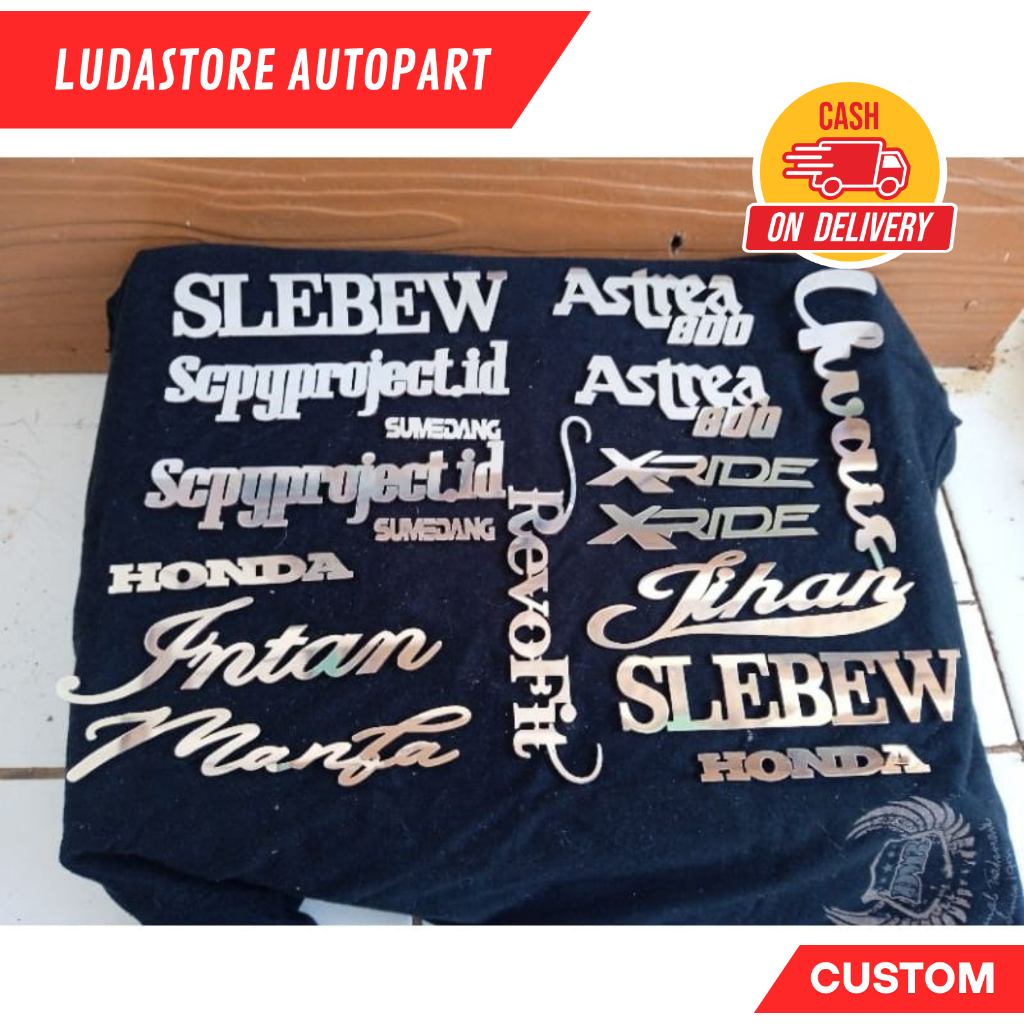Emblem Timbul Mobil Tulisan Custom