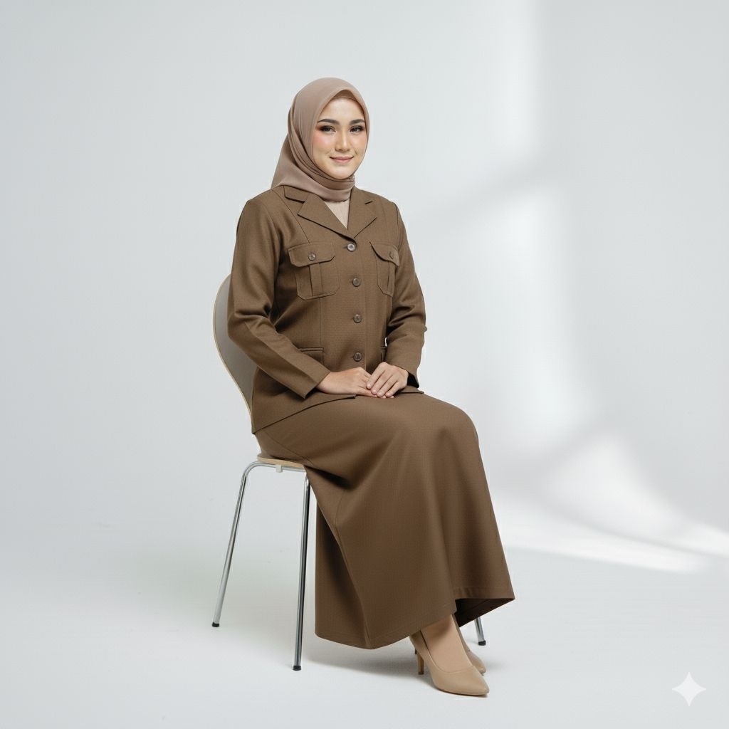 BAJU PDH / PEMDA PUTIH WANITA - Atasan baju PDH / PEMDA warna coklat khaki bahan stretch karet premi