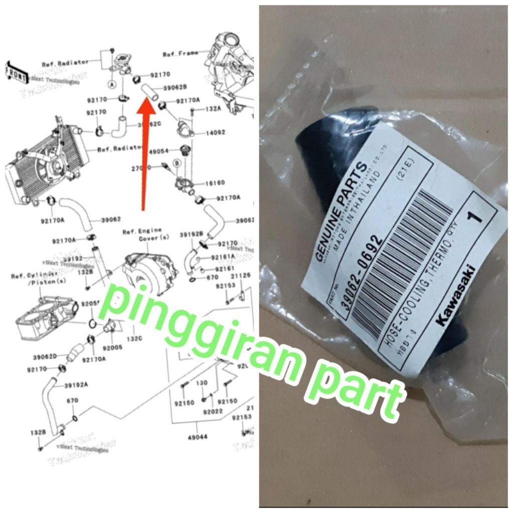 selang radiator Ninja 250fi old Ninja 250 karbu original