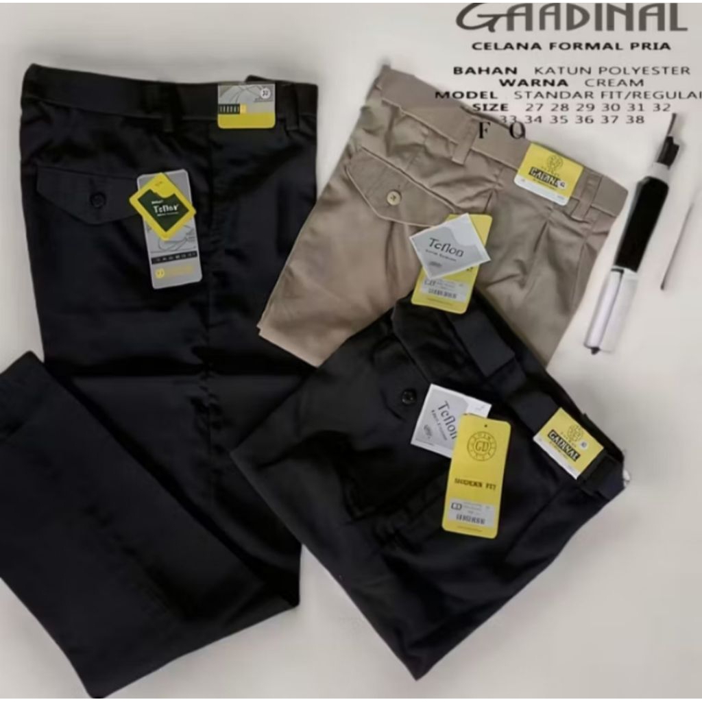 Celana formal pria kerja standrt kantor bahan kain teflon size 27-40 bahan adem