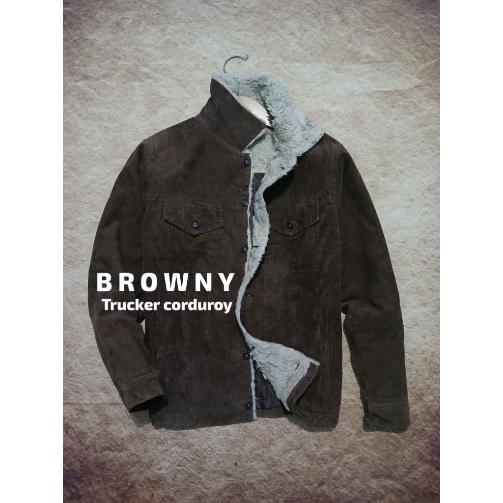Jaket trucker corduroy keren BROWNY bekas pakai