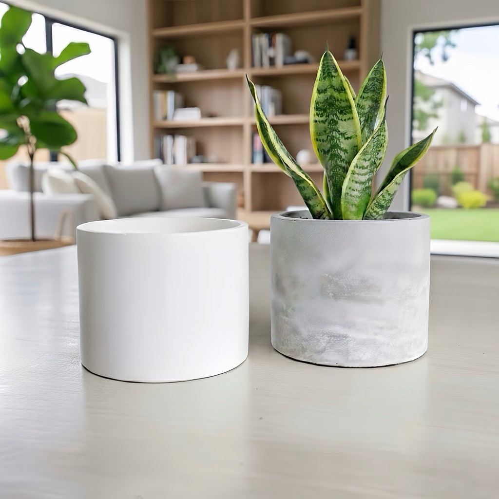 HSL Pot Bundar Besar Semen Minimalis. Concrete Planter Modern Minimalis