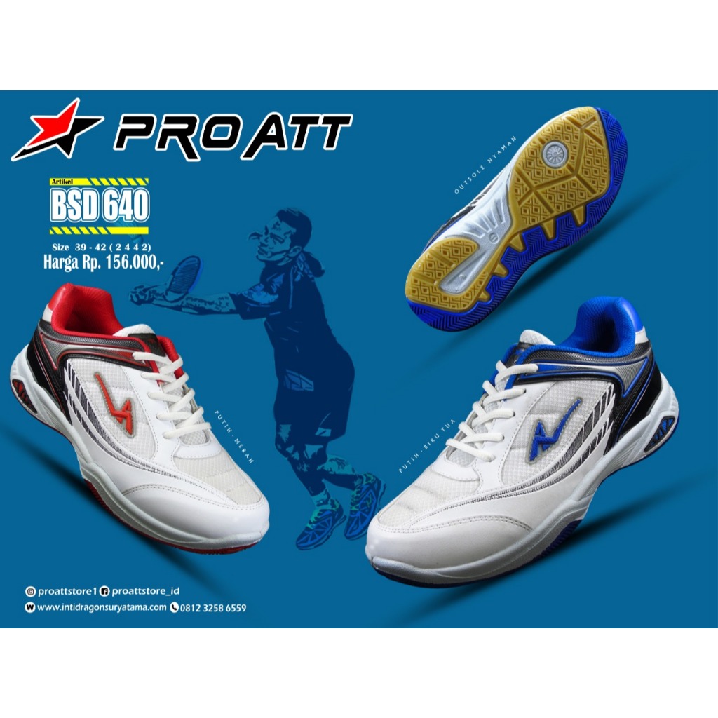 PRO ATT BSD 640 SEPATU BADMINTON VOLLEY OLAHRAGA PRIA WANITA SOL KARET ASLI ORIGINAL KUAT NYAMAN