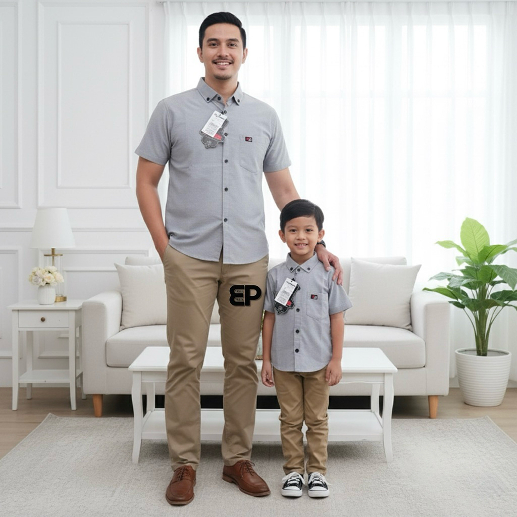 Kemeja Couple Ayah Dan Anak Warna Silver