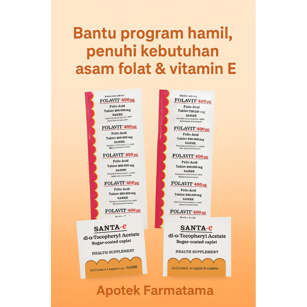 Paket Promil Folavit 400 mg & Santa E – Bantu Program Hamil, Asam Folat + Vitamin E