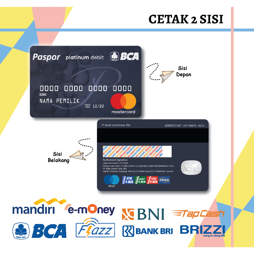 EMONEY E TOLL BCA FLAZZ BCA GEN 2 DESIGN BCA DEBIT CARD PLATINUM E MONEY FLAZZ BCA TERBARU - 2 SISI
