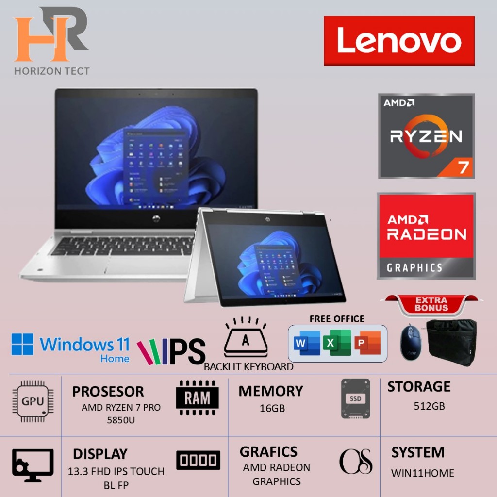 Laptop HP Probook X360 435 G8 AMD Ryzen 7 Pro 5850U 16GB 512GB FHD IPS Touch Backlight Win11 Pro