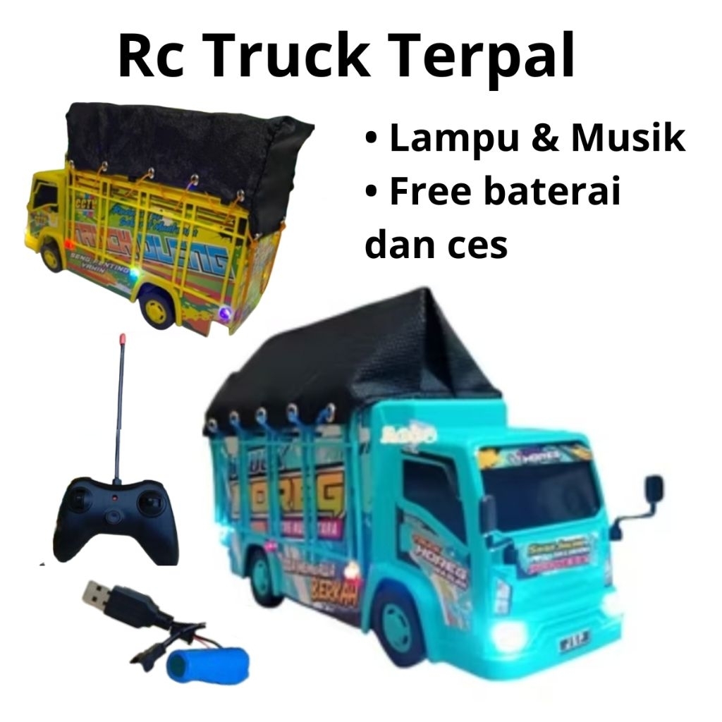 Mainan Remote Control Basuri Truck Terpal Mainan RC Truk Oleng Basuri Remot kontrol Batrai Cas JSP T
