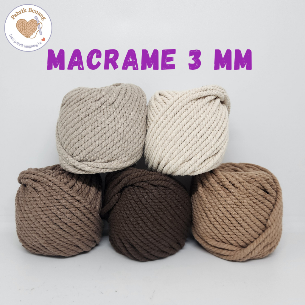 Tali Katun Makrame Warna 3mm 100gr / Macrame Cotton Rope Colors / Benang Macrame
