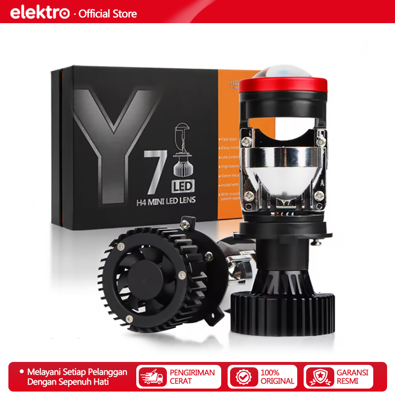 Lampu LED H4 Mini Projector Y6D/Y7D/Y8D/Y11D/Y15 - 120W Super Bright dengan Kipas untuk Mobil & Moto