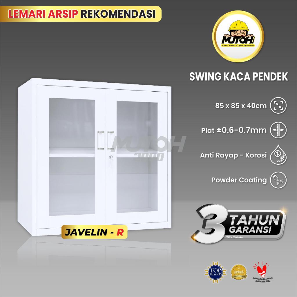 LEMARI BESI ARSIP PENDEK 2 PINTU SWING KACA PUTIH | MUTOH JAVELIN