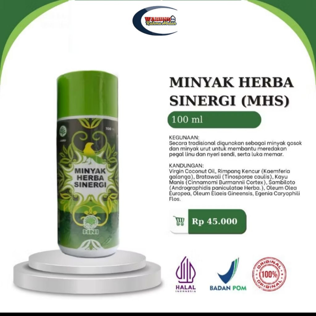 Halal Mart HNI HPAI (100% Produk Original) Minyak Herba Sinergi MHS HNI_HPAI 100 ml/Minyak Butbut HN