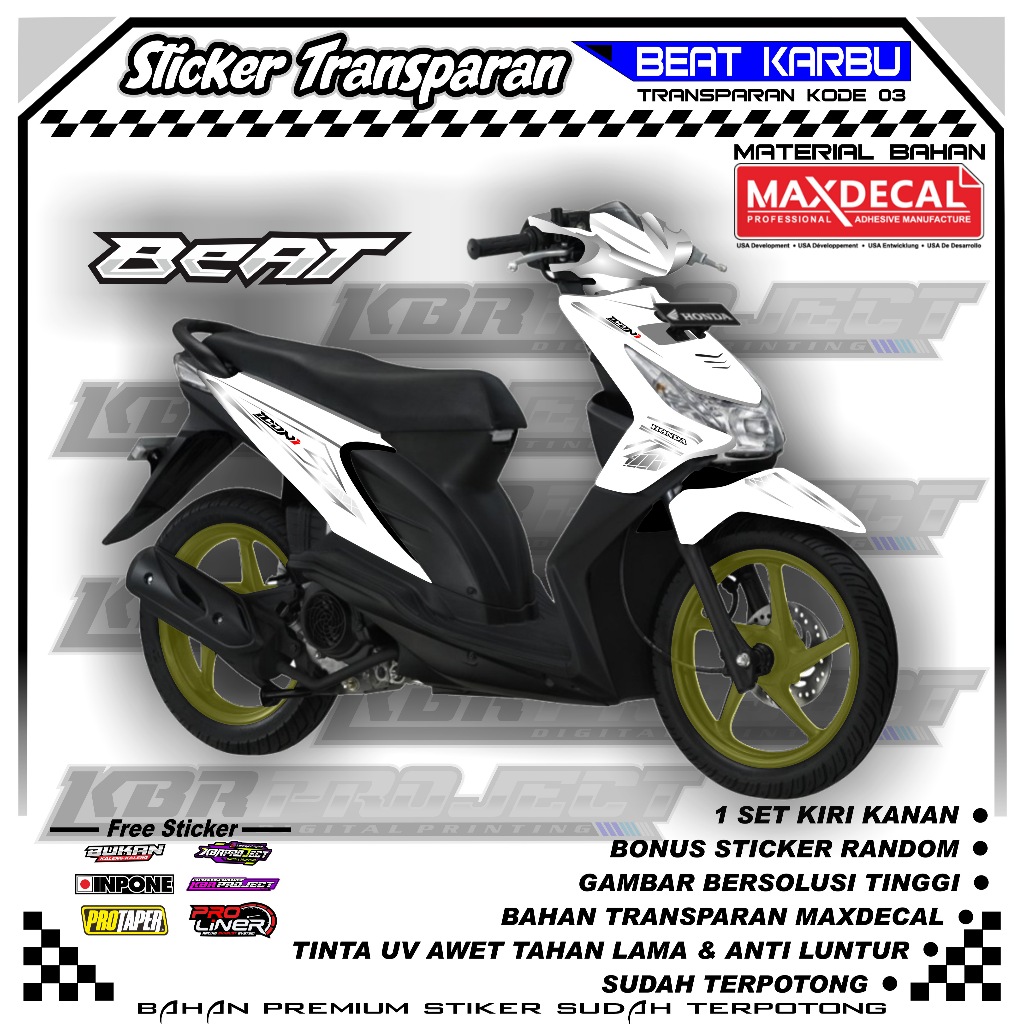 STRIPPING BEAT KARBU 2010 VARIASI STIKER BEAT KARBU 2010 UV TRANSPARAN KODE 03 BAHAN MAXDECAL