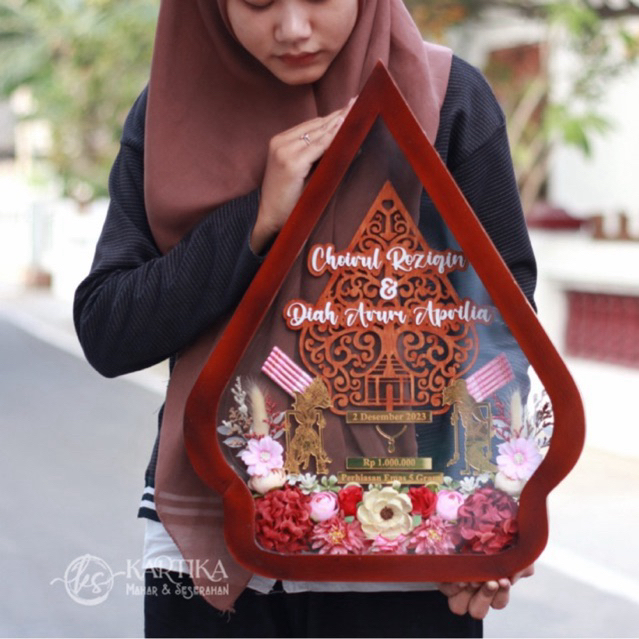 MAHAR GUNUNGAN WAYANG RAMA SHINTA / MAHAR FRAME GUNUNGAN / GUNUNGAN ESTETIK / FRAME COKLAT