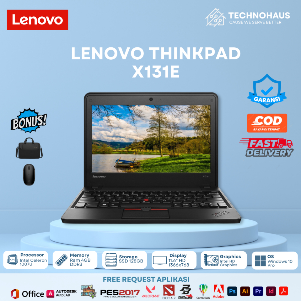 LAPTOP LENOVO THINKPAD X131E CELERON  RAM 4GB SSD 128GB MULUS