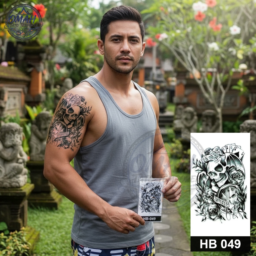 Omah Tato Temporer Temporary Anti Air Waterproof HB 049 Lengan Kaki Paha Pria Aesthetic