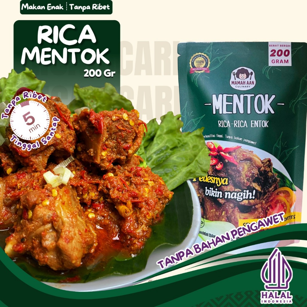 MAMAH AAN RICA-RICA MENTOK PEDAS Nikmat 200 gram, Makanan Siap Saji, Lauk, Tanpa Bahan Pengawet