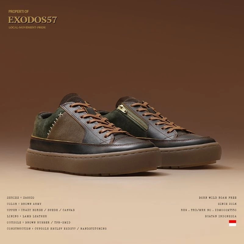 EXODOS57 Shoes Saggio Brown Army