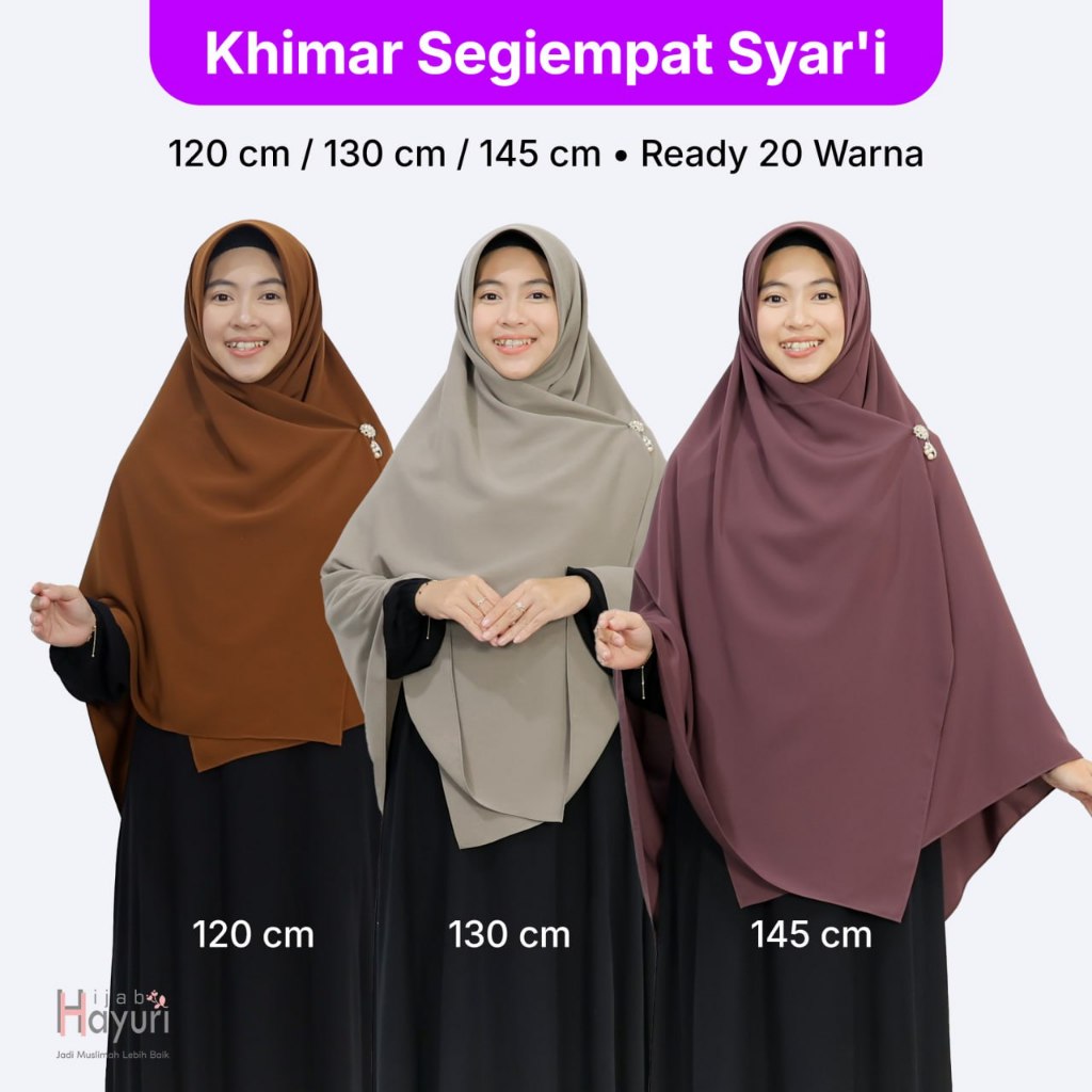 Kerudung Khimar Segiempat Polos / Jilbab Segiempat Wolfis / Hijab Segiempat Polos Syar'i