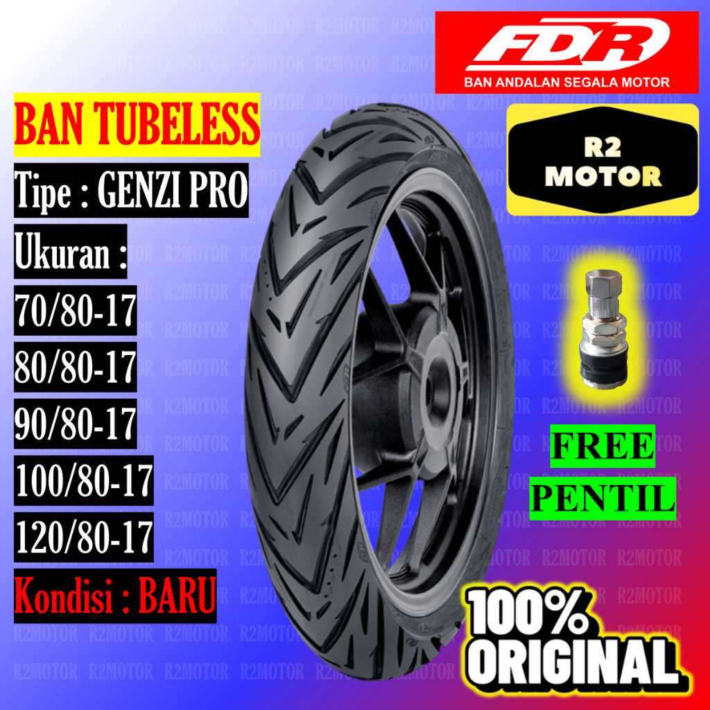 Fdr Genzi Pro Ban Luar Tubeless 70/80 80/80 90/80 100/80 120/80 Ring 17 Blade Cb150R Cbr150R Megapro