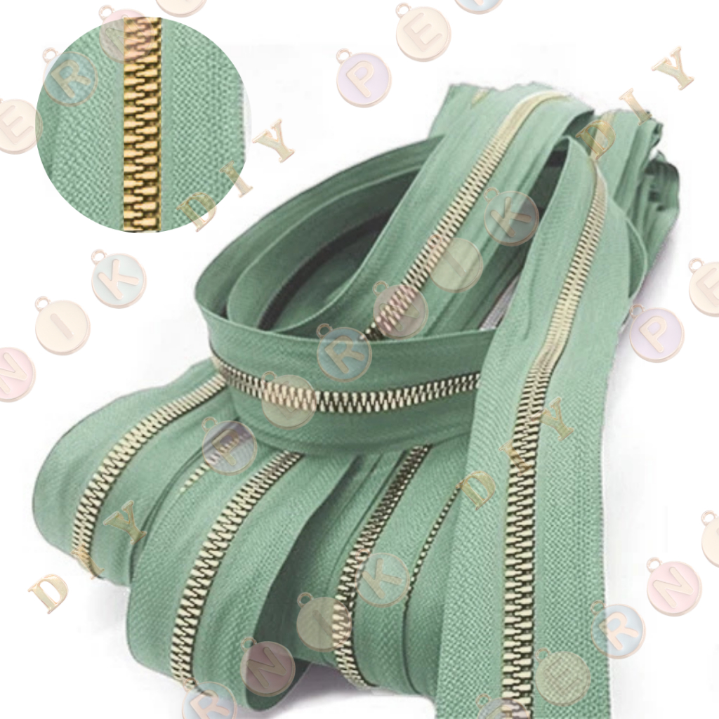 Daun Resleting BESI (2 Arah - GIGI BESAR) No. 5B (463 Sage) EMAS MUDA - Aksesoris Tas (IMPORT)