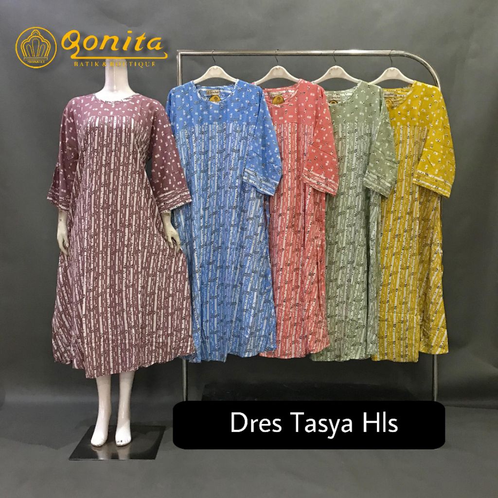 {LD 122 CM} Dress Batik Qonita Jumbo Lengan 7/8 Rayon Premium ll Dres Tasya Hls