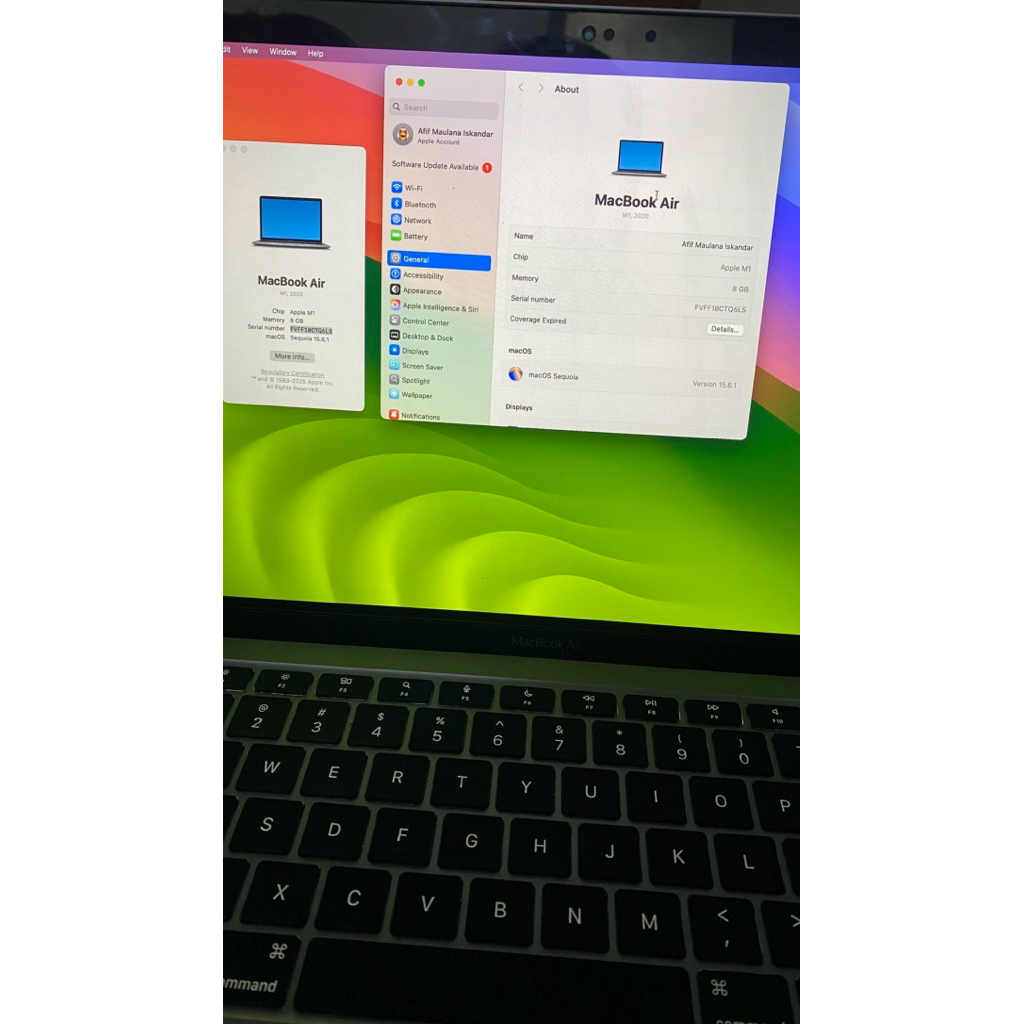 MACBOOK AIR M1 8/512GB BEKAS SECOND EX IBOX