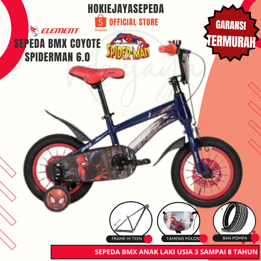 ELEMENT Sepeda Anak Laki Ukuran 12 16 18 Inch BMX COYOTE YOTEL XONE SPIDERMAN 6.0 untuk anak usia 3-