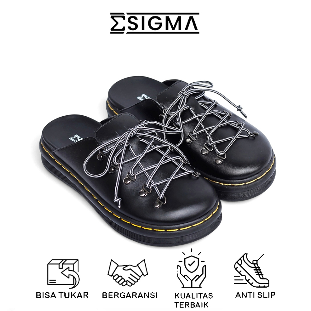 SIGMA Sandal Pria Boston Kasual Trendy Hitam Sandal Selop cowok
