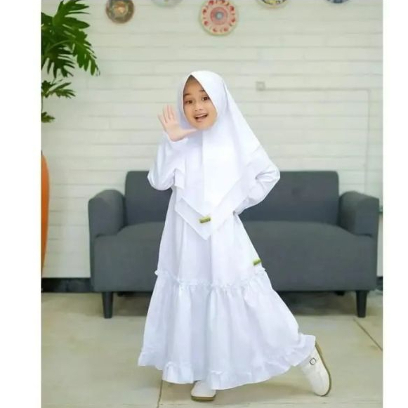 Gamis Tyara Kidsset kerudung gamis putih anak untuk manasik maupun lebaran / fashion anak/fashion mu