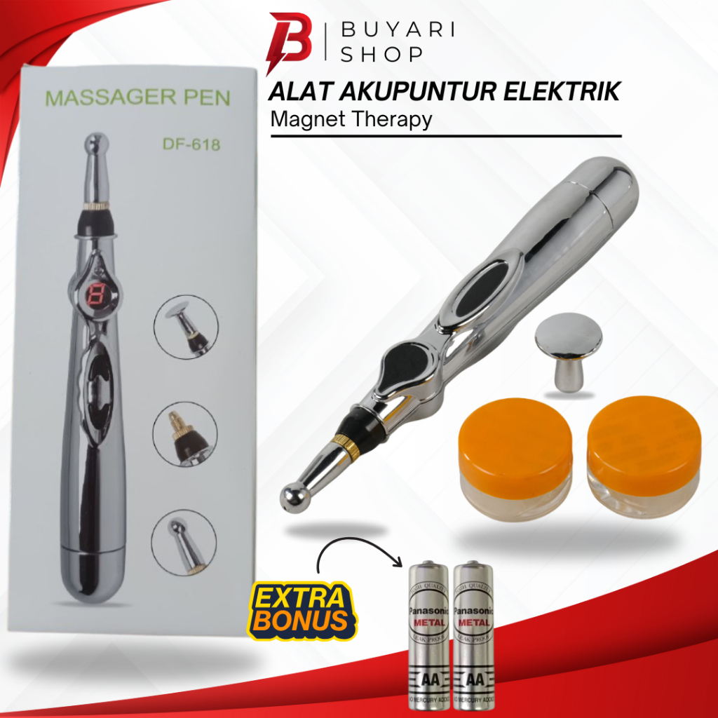 BONUS 2 BATERAI PULPEN AKUPUNTUR LASER PENA PIJAT TERAPI REFLEKSI ELEKTRIK MASSAGE Alat Akupuntur Pe