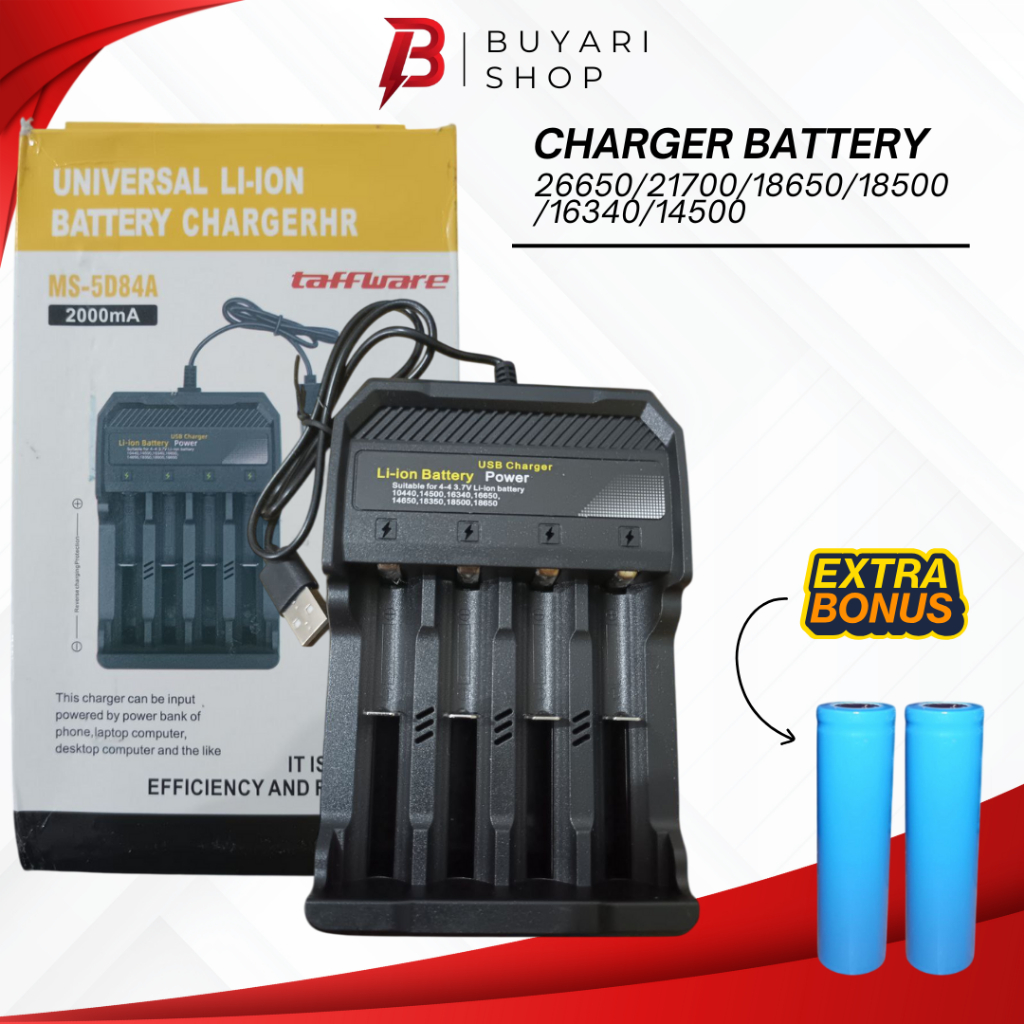 Electro_Xpress [Free 2 Batre 18650] Charger Baterai Batre Batrai Batrei 18650 16340 14 Fast Charging
