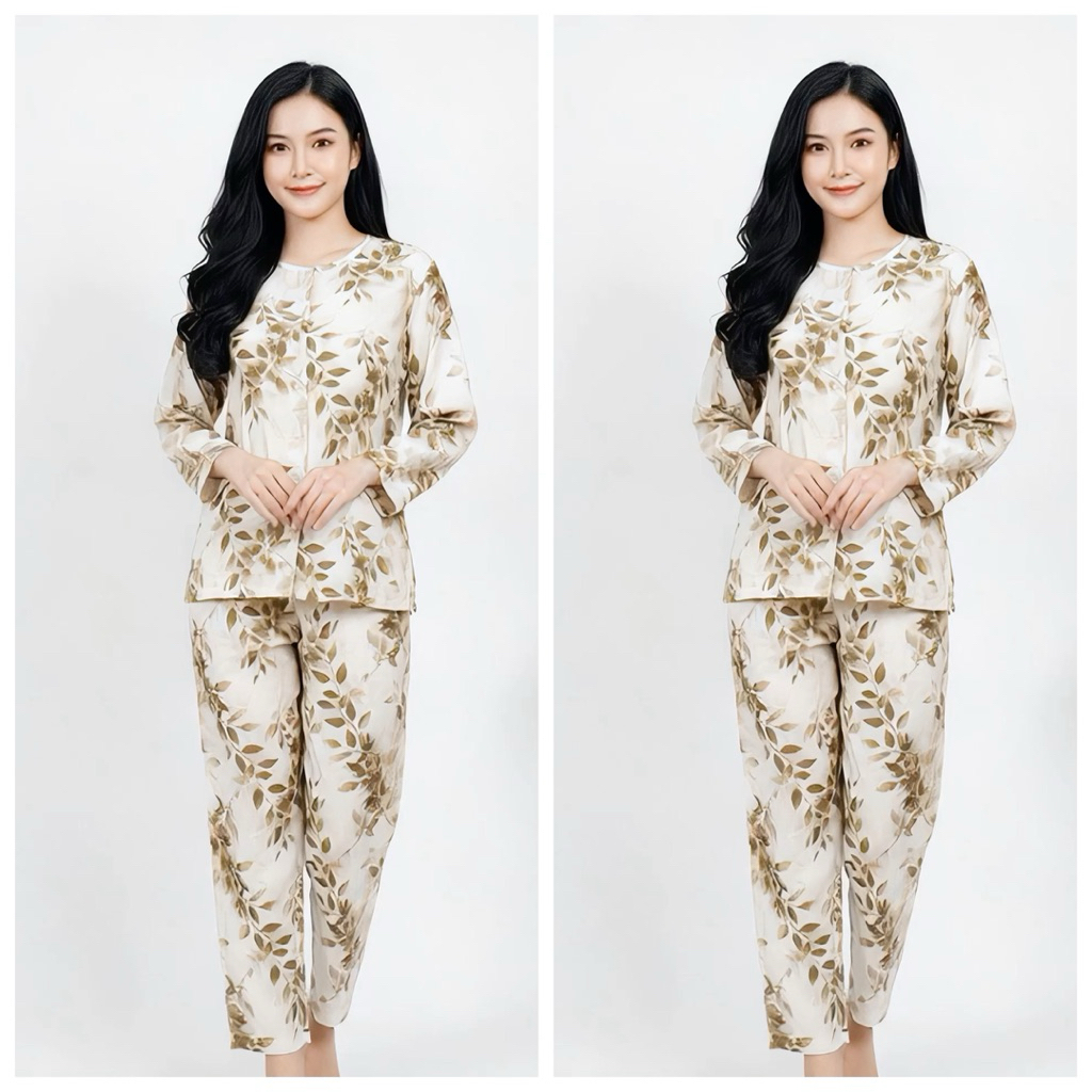piyama katun linen crespo premium,adem,nyaman (2pcs)