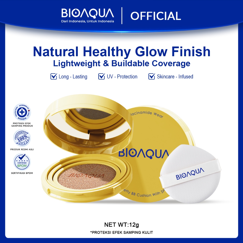 [NEW LAUNCH]-BIOAQUA Cushion Niacinamide Wear Pretty BB Cushion With SPF Oil-Control Waterproof Swea