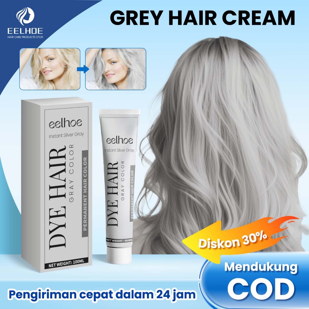 EELHOE semir rambut putih 100ml  silver Dye Semi Permanen Tidak Perlu Pemutih Pewarna Nabati Murni