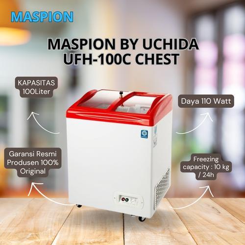 MASPION Chest Freezer Box Sliding Kaca 100 Liter UFH-100C