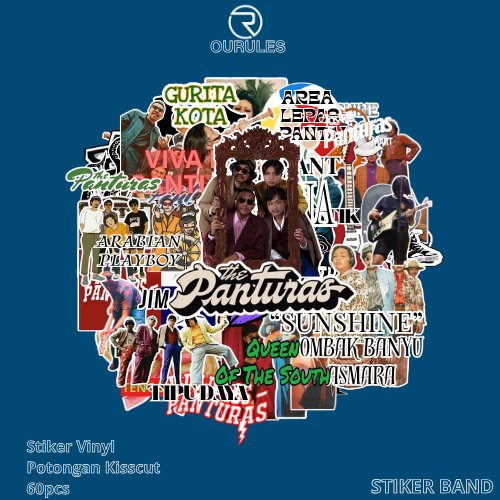OURULES - 60 Pcs Stiker Pack Band THE PANTURAS Super Hypebeast Aesthetic 022 VinyL Glossy Waterproof