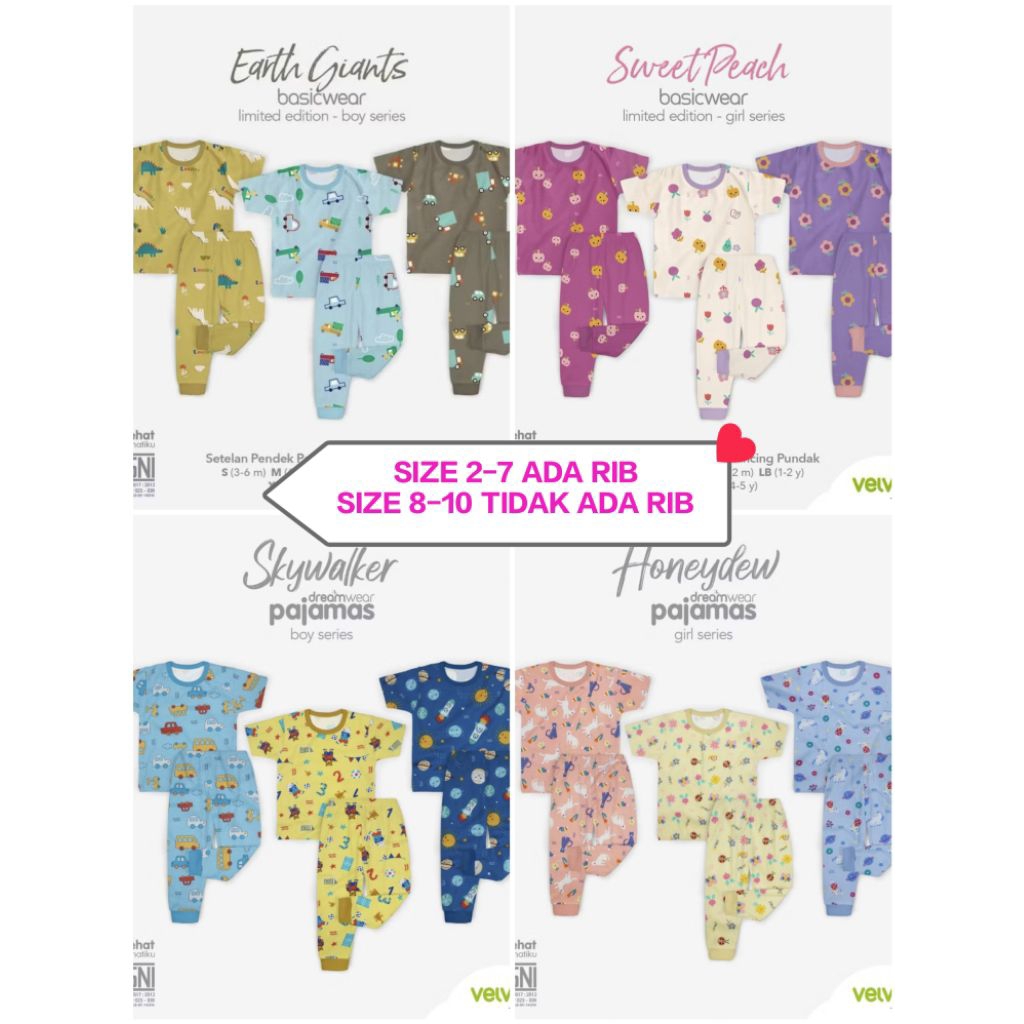 (VELVET JUNIOR) PIYAMA BIG SIZE - Setelan Oblong Pendek Celana Panjang