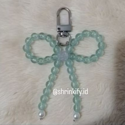 Gantungan Kunci Tas Pita Manik Mutiara Hijau Mint