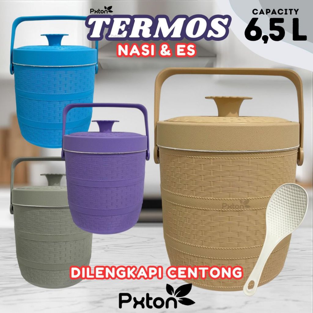 PXTON-Termos Nasi Es Batu 6,5 Liter GRATIS Centong/Wadah penyimpanan /Termos Nasi Es batu